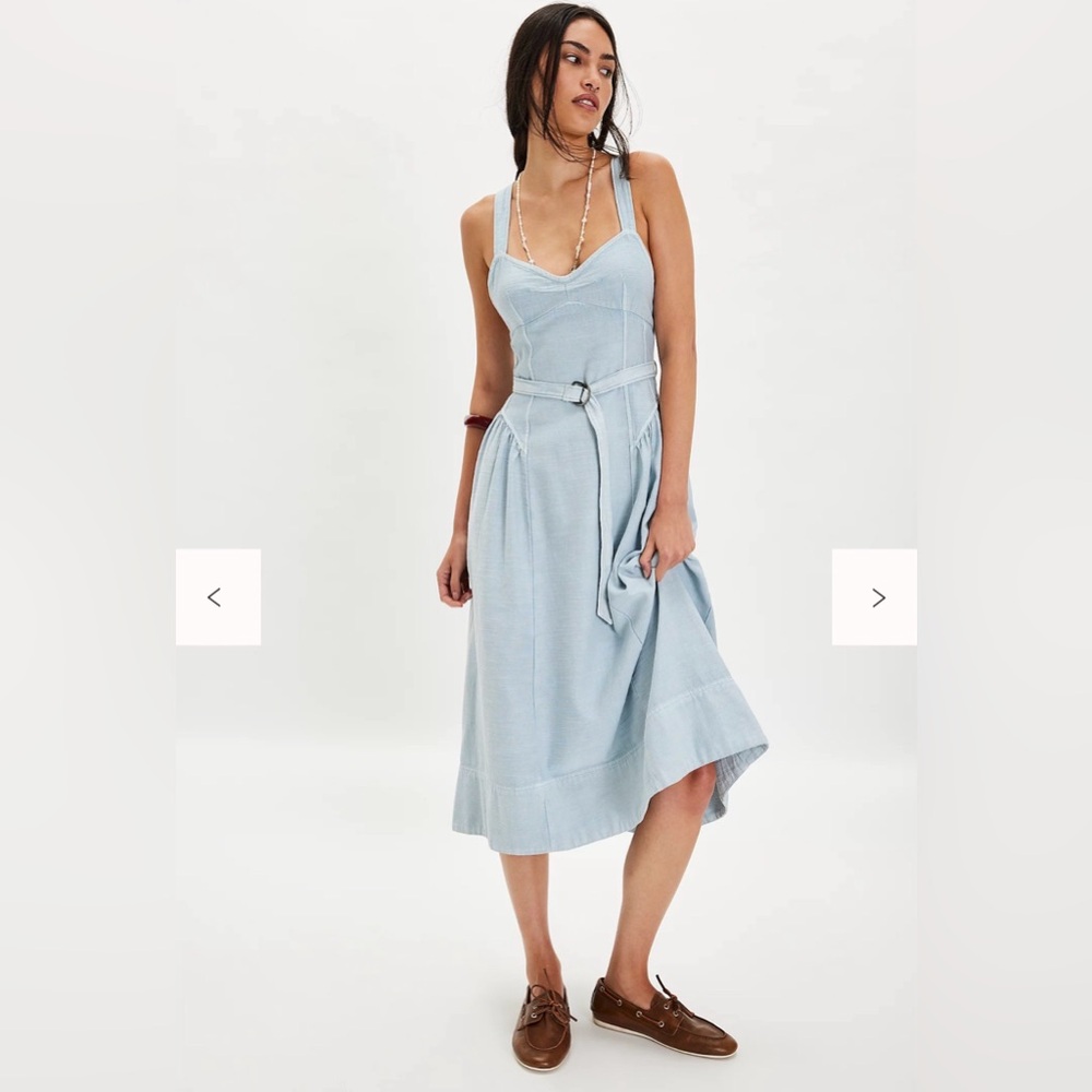 NWT! Free People Merrick Dress Denim Midi size Small